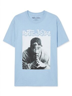Poetic Justice Tupac Graphic Tee in Light Blue